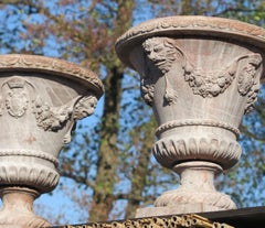 PAIR OF LARGE MEDICI ORNAMENTAL TERRACOTTA VASES WITH MEDICI COAT OF ARMS 20th
