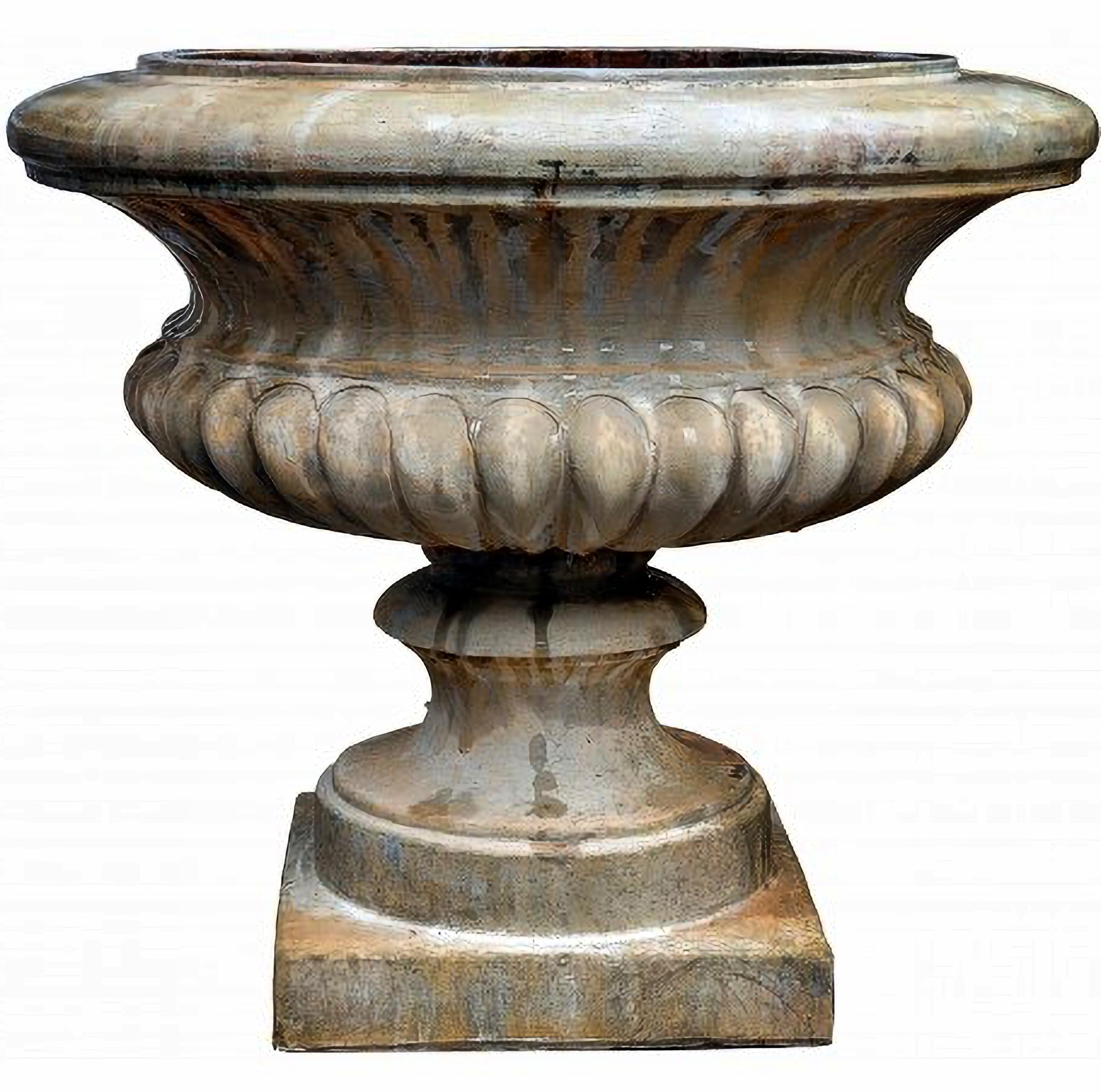 Hand-Crafted PAIR OF LARGE MEDICI TERRACOTTA GOBLETS FROM IMPRUNETA BACCELLATO 20th Century For Sale