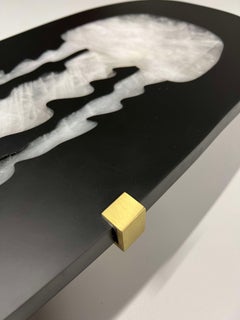 Pair of large Medusa sconces in polished slate and rock crystal by Atelier H