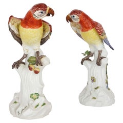 Pair of Large Meissen Models of Parrots, circa 1986 and 1988