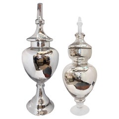Retro Pair of Large Mercury Glass Jars