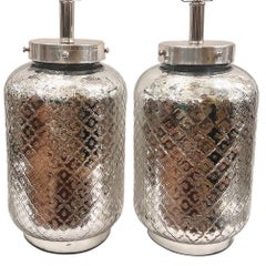 Pair of Large Mercury Glass Lamps