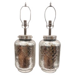 Pair of Large Mercury Glass Lamps