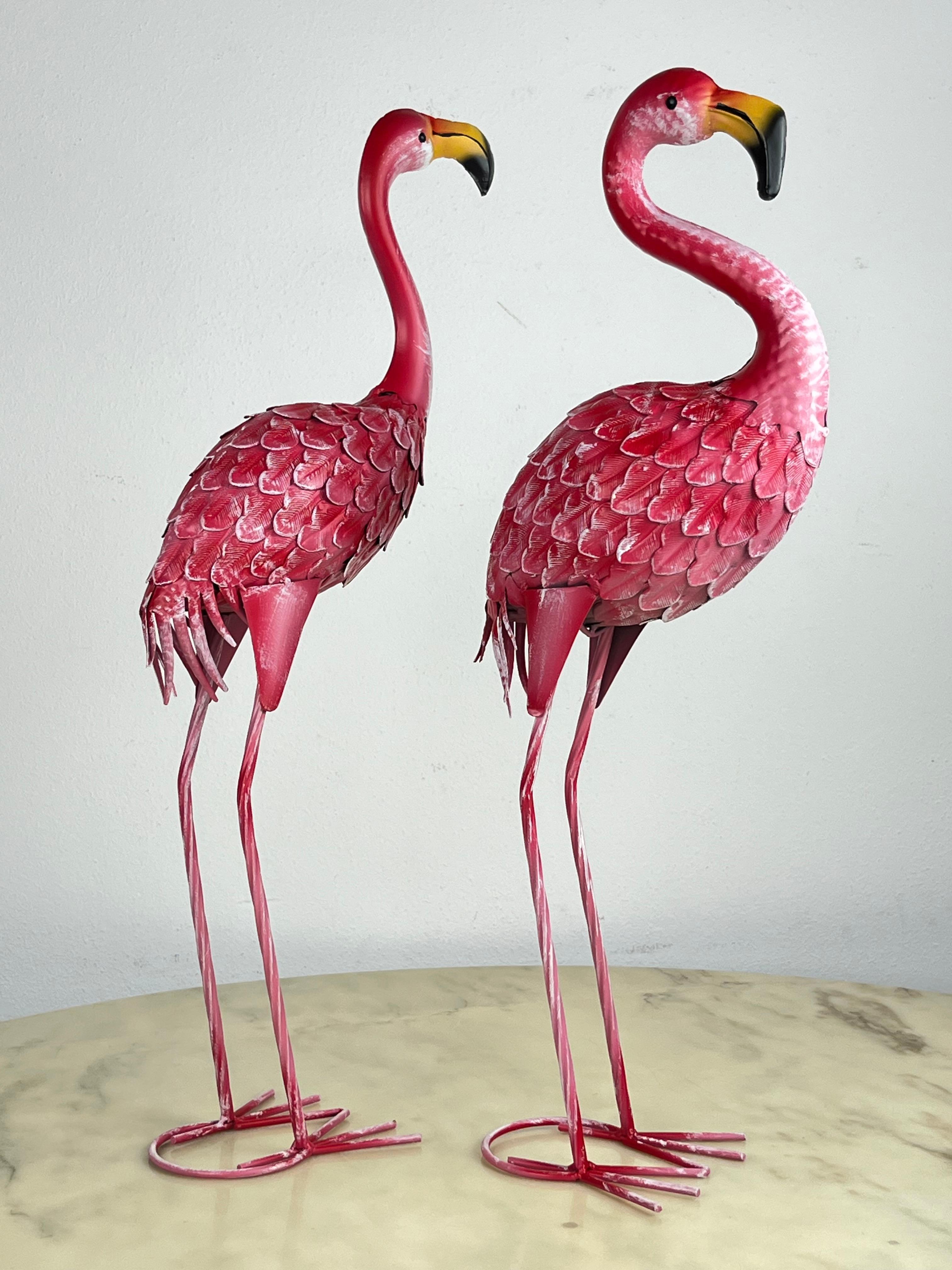 Pair of Large Metal Flamingos, Italy, 1980s In Good Condition For Sale In Palermo, IT