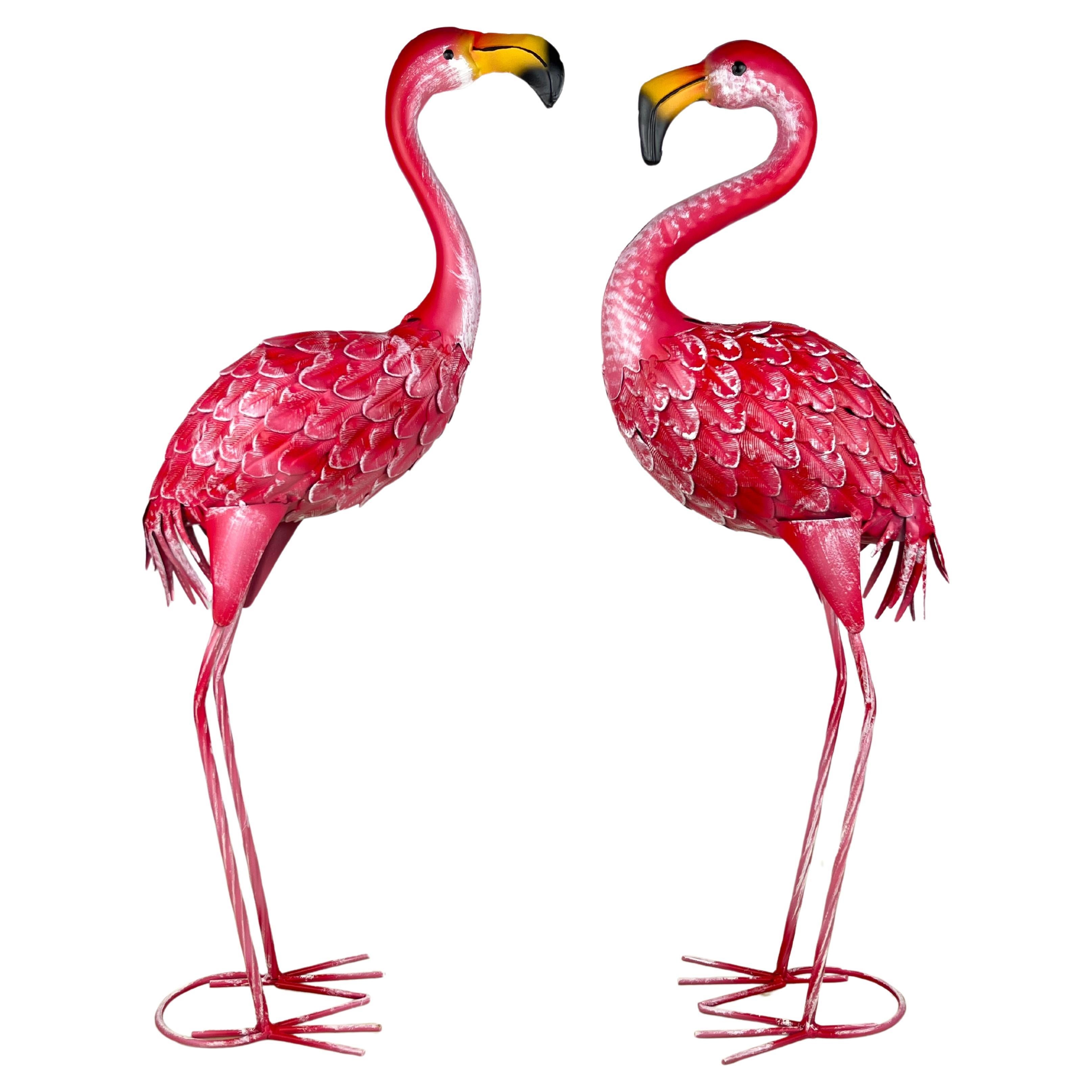 Pair of Large Metal Flamingos, Italy, 1980s For Sale