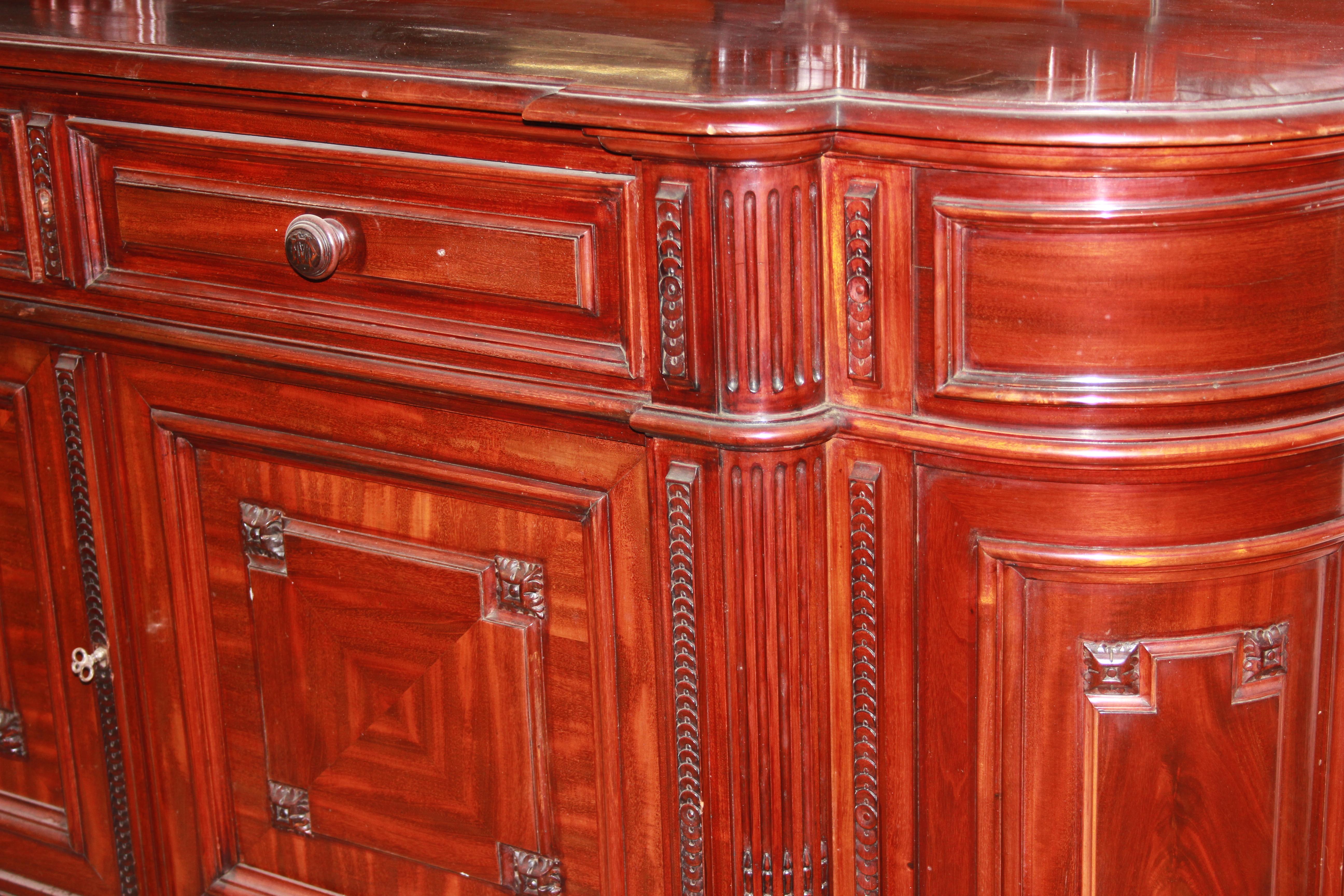 Pair of large mid-1800s mahogany sideboards in the Louis Philippe style For Sale 3