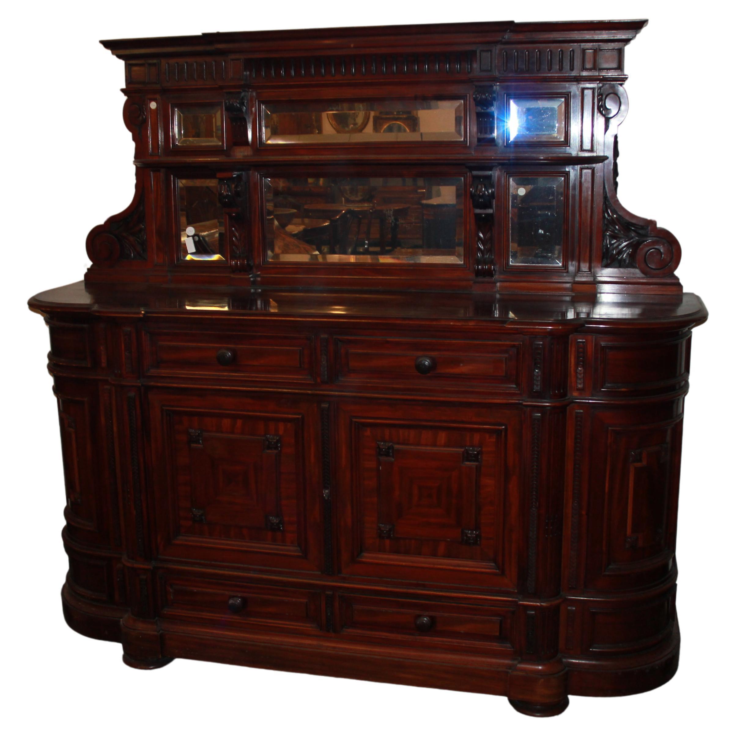  Pair of large mid-1800s mahogany sideboards in the Louis Philippe style For Sale