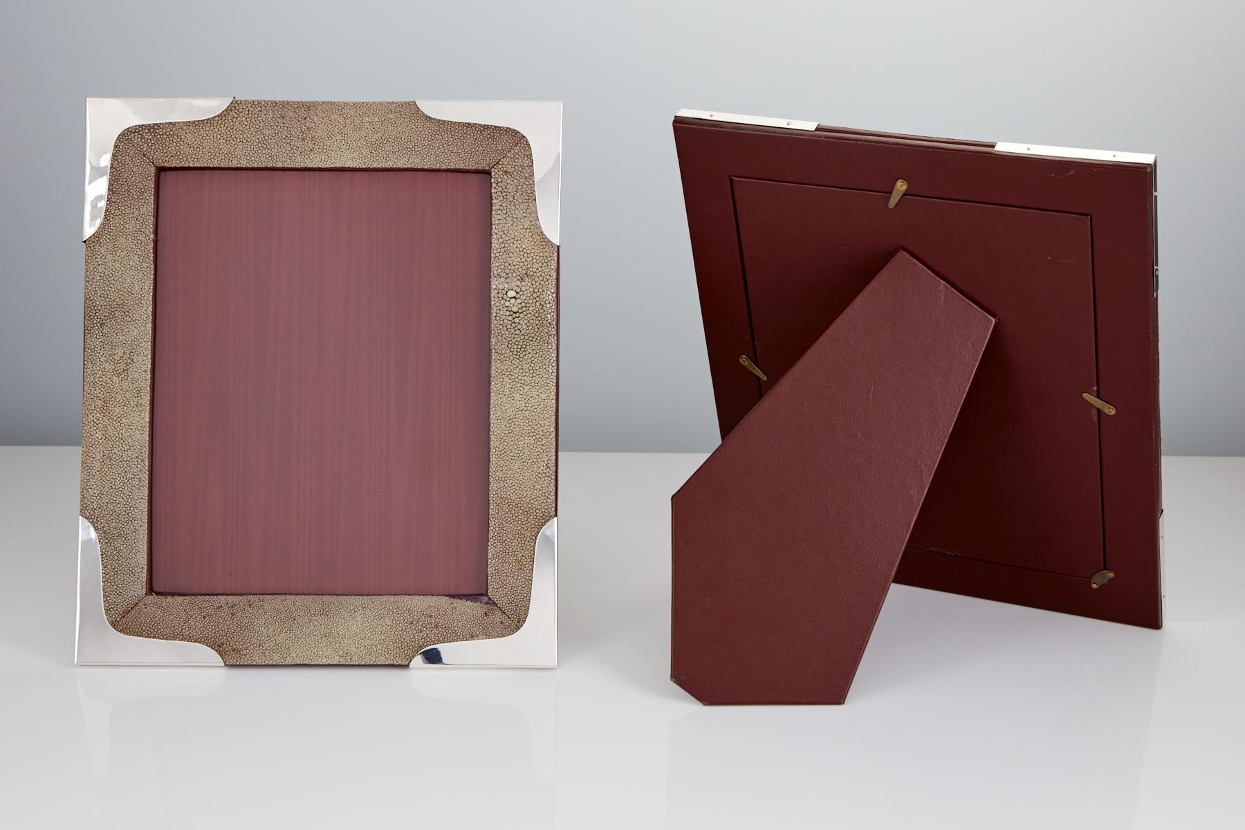 English Pair of Large Mid-20th Century Shagreen Photo Frames, circa 1960 For Sale