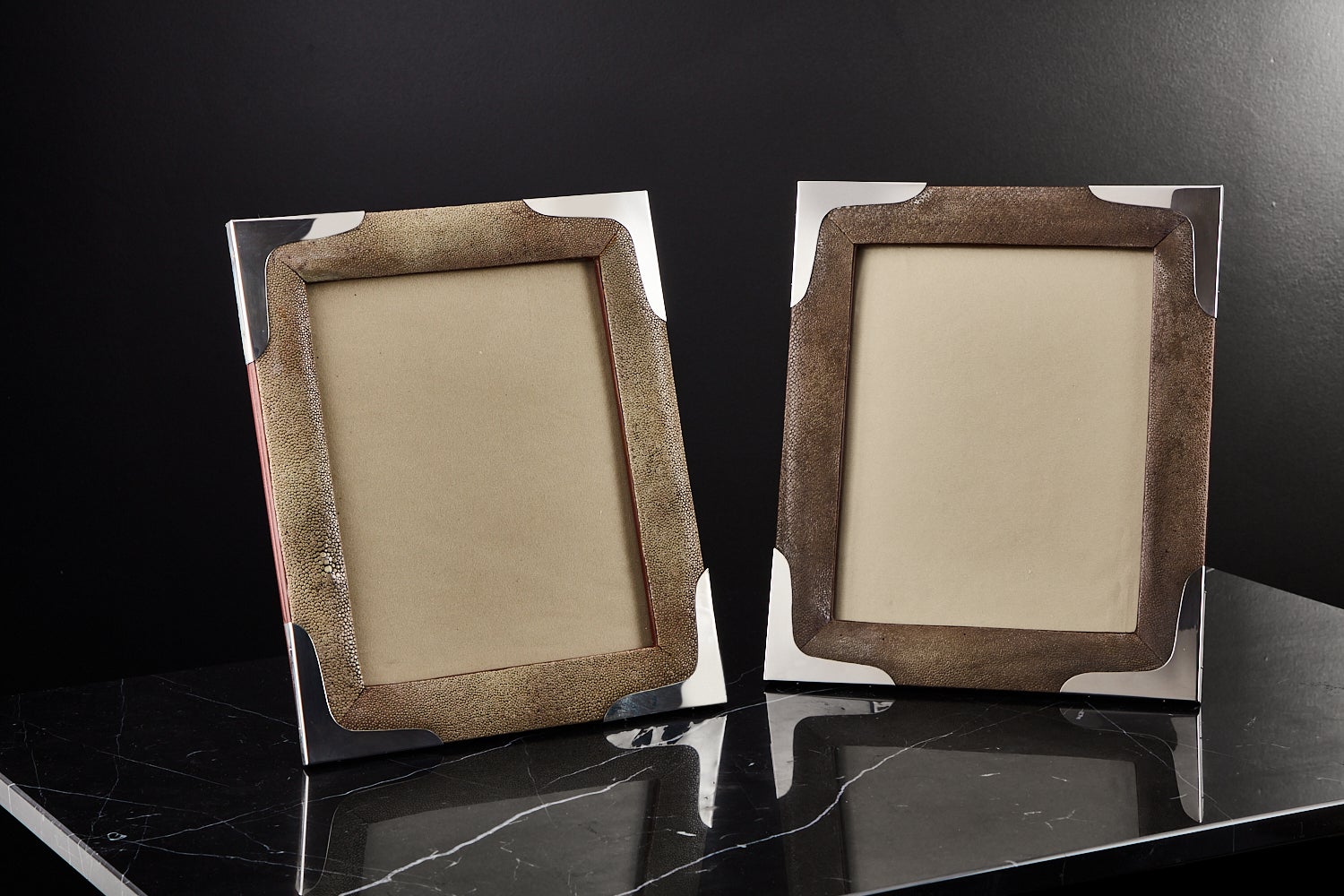 Pair of Large Mid-20th Century Shagreen Photo Frames, circa 1960 For Sale
