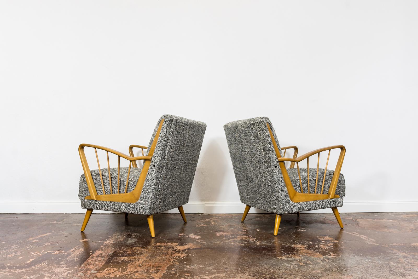 Wood Pair Of Mid-Century Armchairs, 1950's, Germany