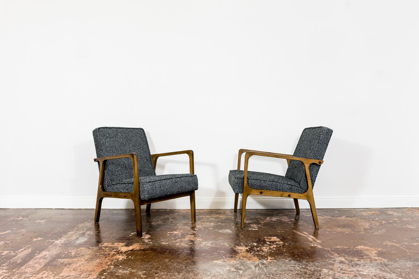 Polish Pair Of Mid Century Armchairs Type 04-B From Bydgoskie Fabryki Mebli, 1960's For Sale