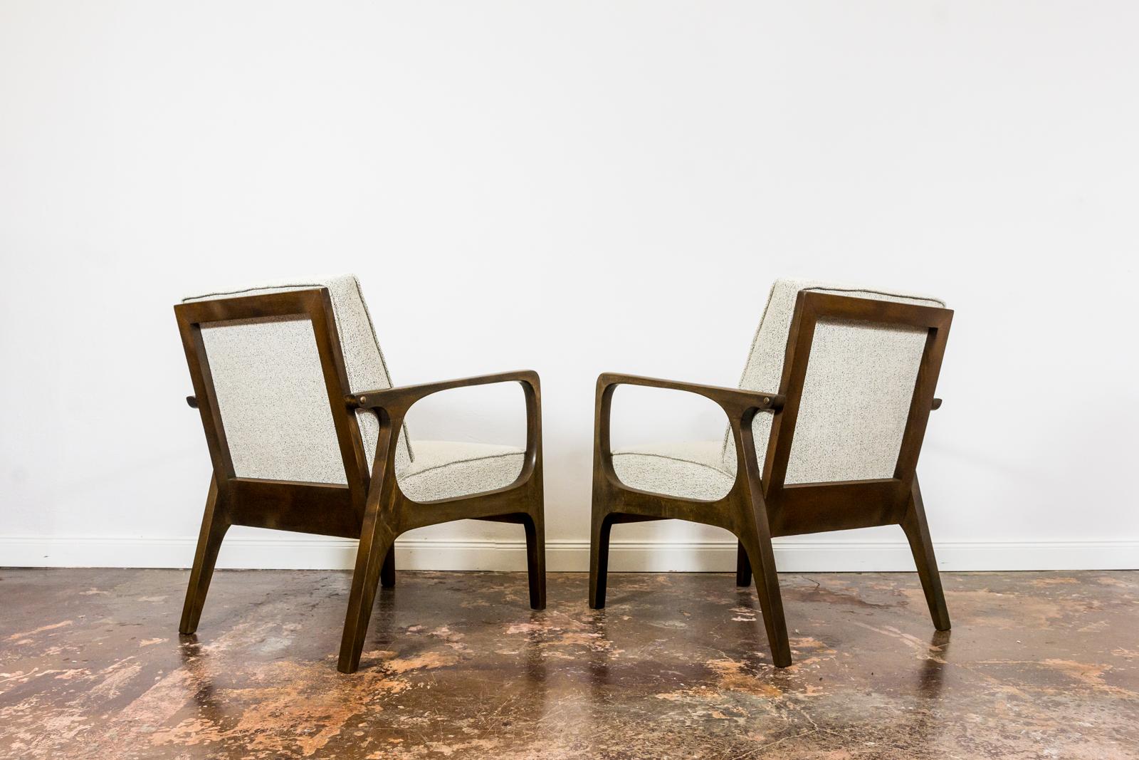 Beech Pair of Mid-Century Armchairs from Prudnickie Fabryki Mebli 1960's, Poland For Sale