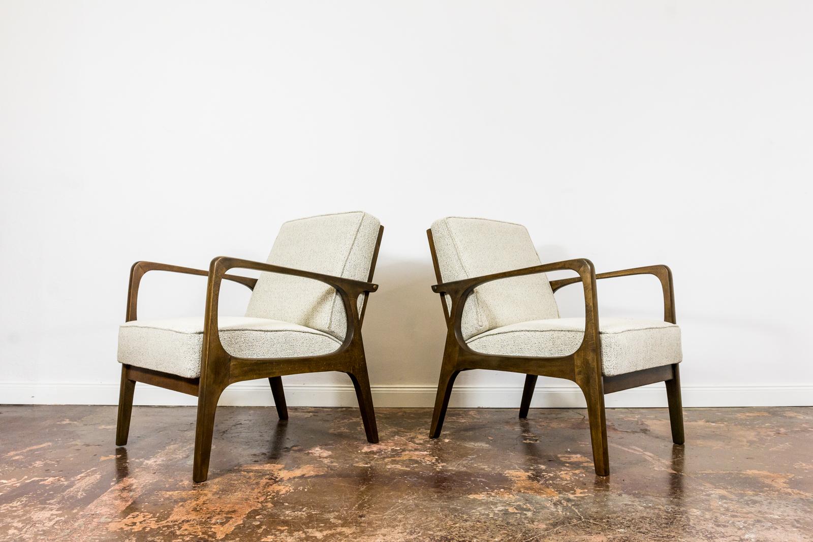 Pair of Mid-Century Armchairs from Prudnickie Fabryki Mebli 1960's, Poland For Sale 2