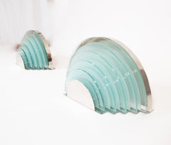 Pair of Large Mid-Century Art Deco-Style Wall Sconces Reminiscent of Jean Perzel