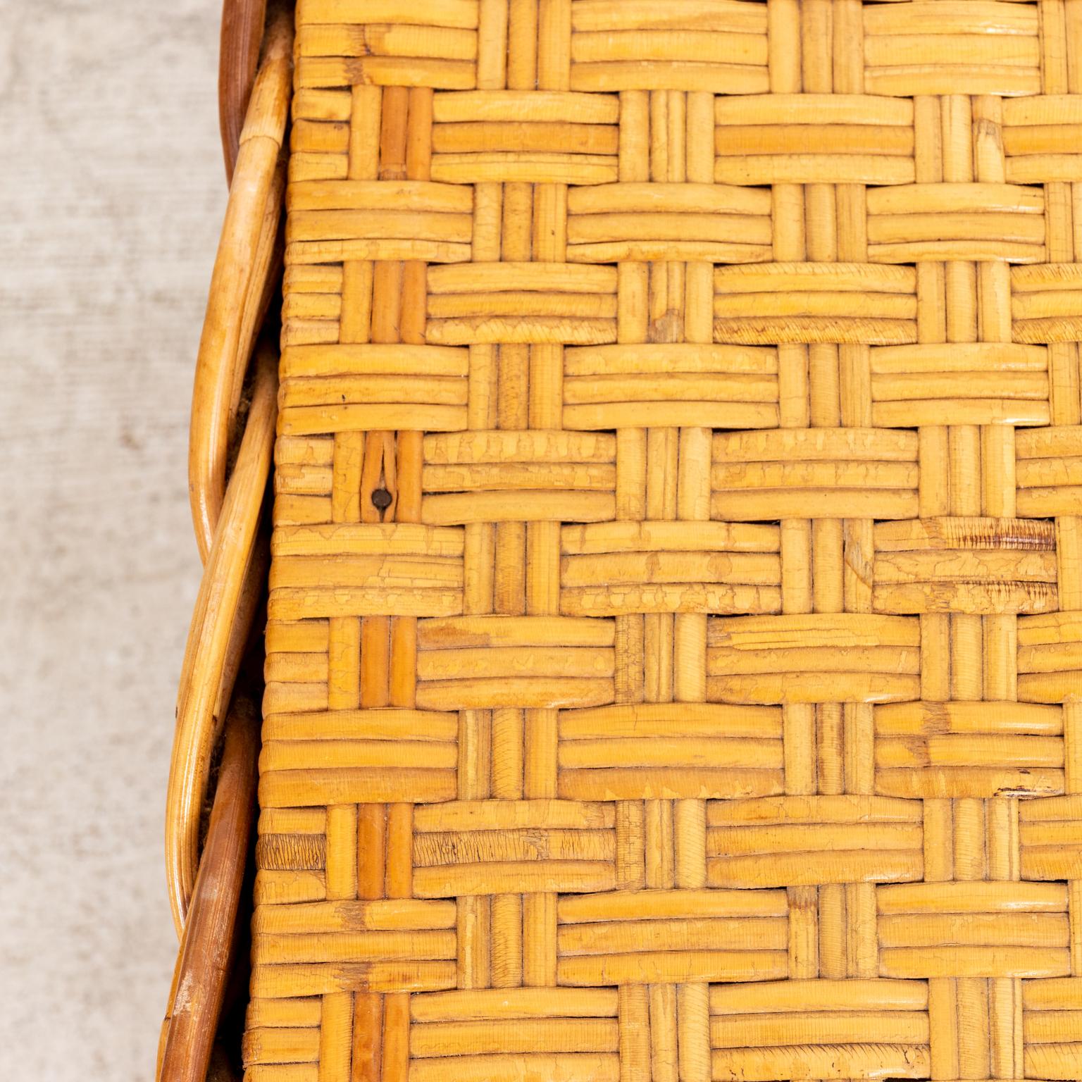 Pair of Large Mid Century Bamboo Square Side Tables For Sale 1