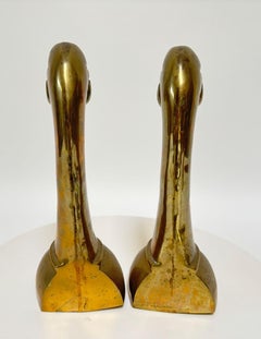 Paar große Entenkopf-Buchstützen aus Messing aus der Mitte des Jahrhunderts, Sarried-Stil, um 1950