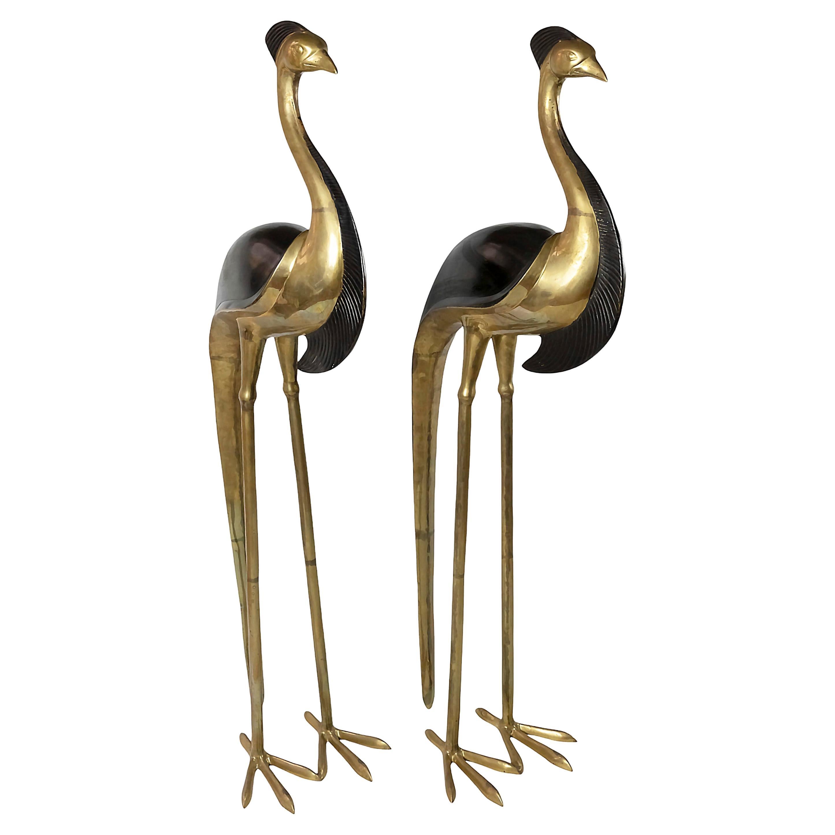 Coppia di sculture di uccelli e gru in bronzo massiccio e parzialmente patinato della metà del secolo scorso. Libera e molto stabile.
Ogni uccello pesa 25 kg.
Condizioni vintage molto buone.