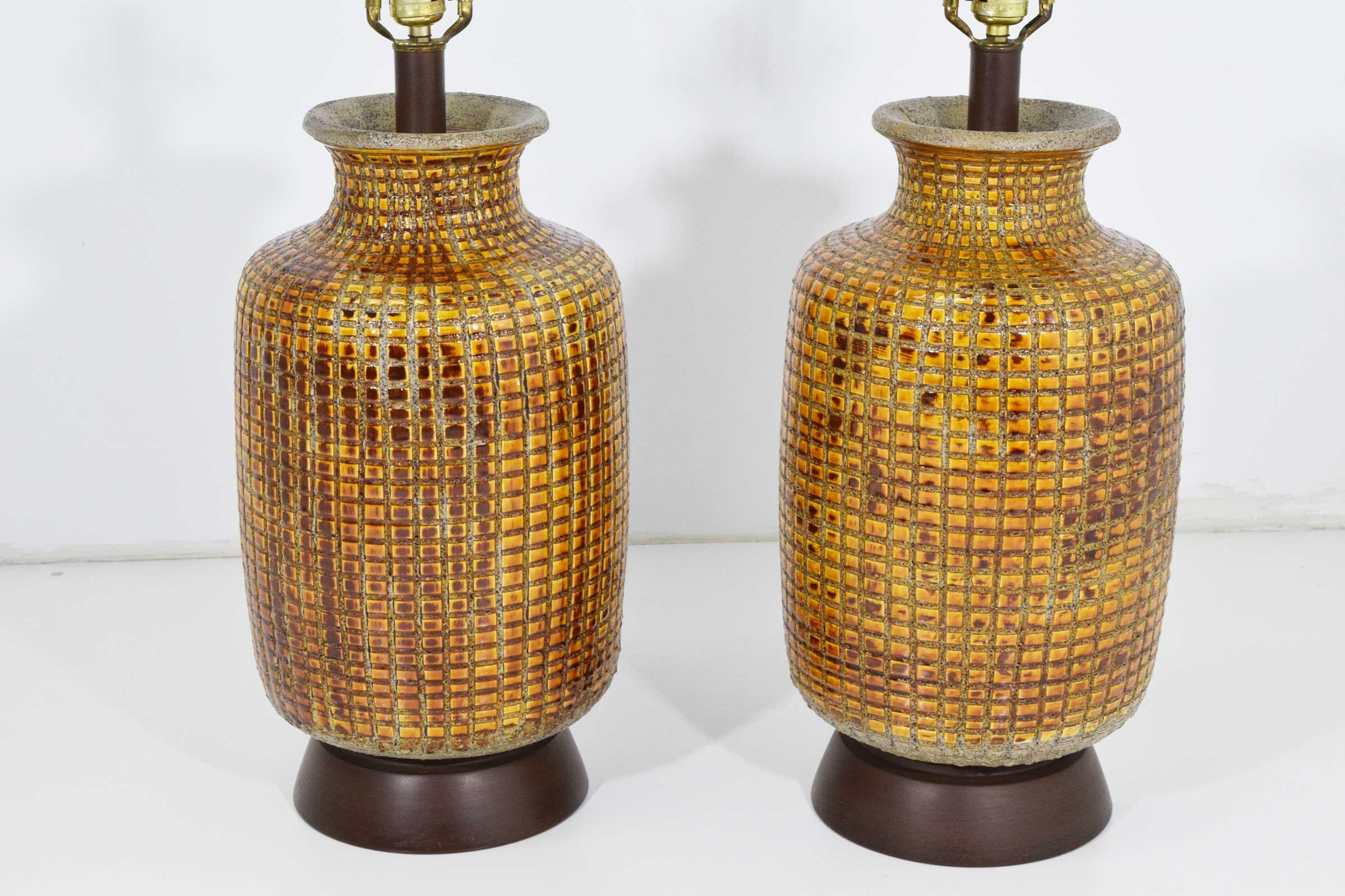 Mid-Century Modern Pair of Large Midcentury Ceramic Earthernware Table Lamps