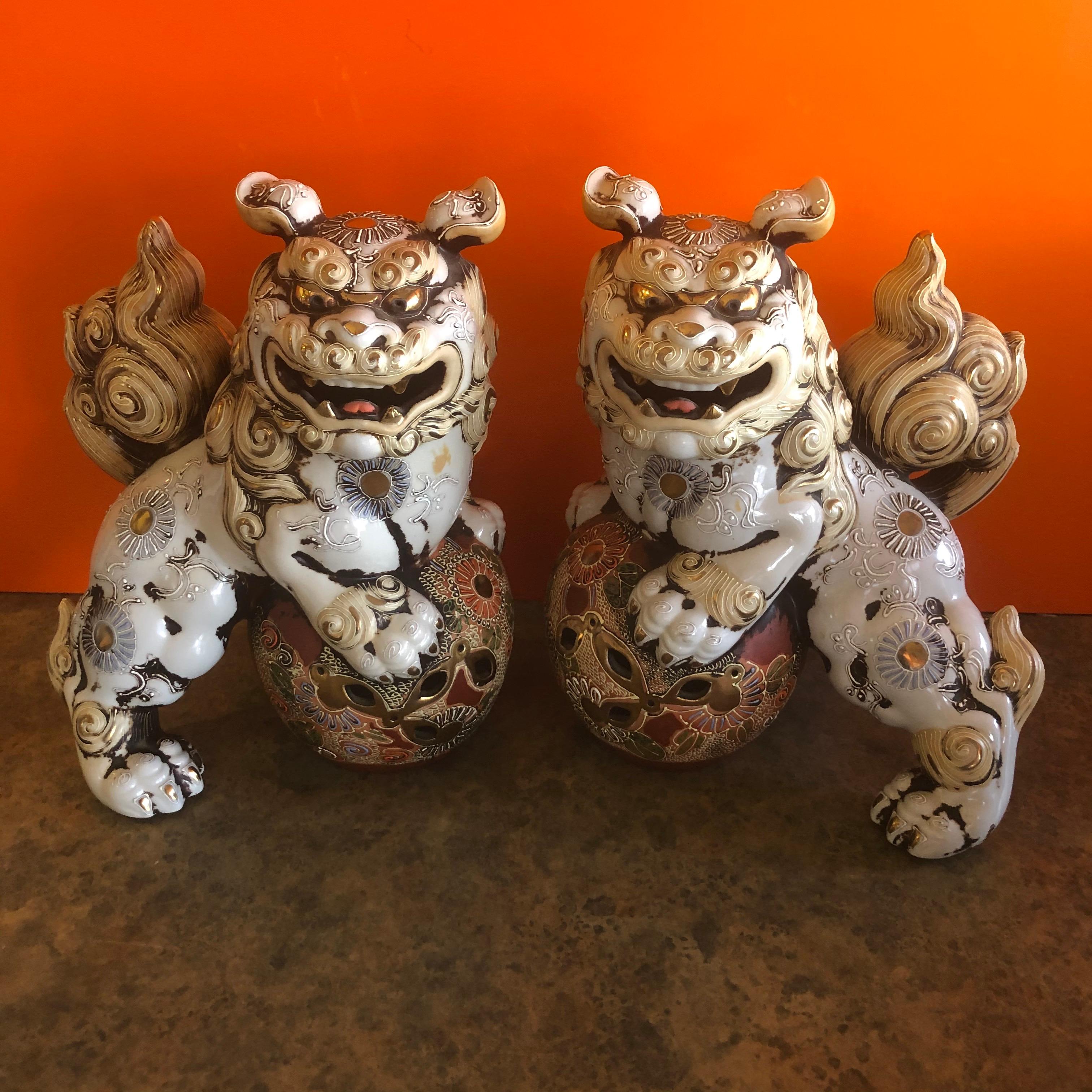 Pair of Large Midcentury Chinese Ceramic Foo Dogs at 1stDibs foo dogs