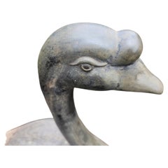 Pair of Large Mid Century Garden Bronze Swans C1975