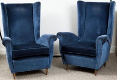 Pair Of Large Mid Century Italian Lounge Chairs By I.S.A.