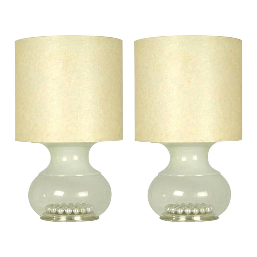 Paire de grandes lampes de bureau italiennes de Murano du milieu du siècle dernier par Reggiani, 1970
