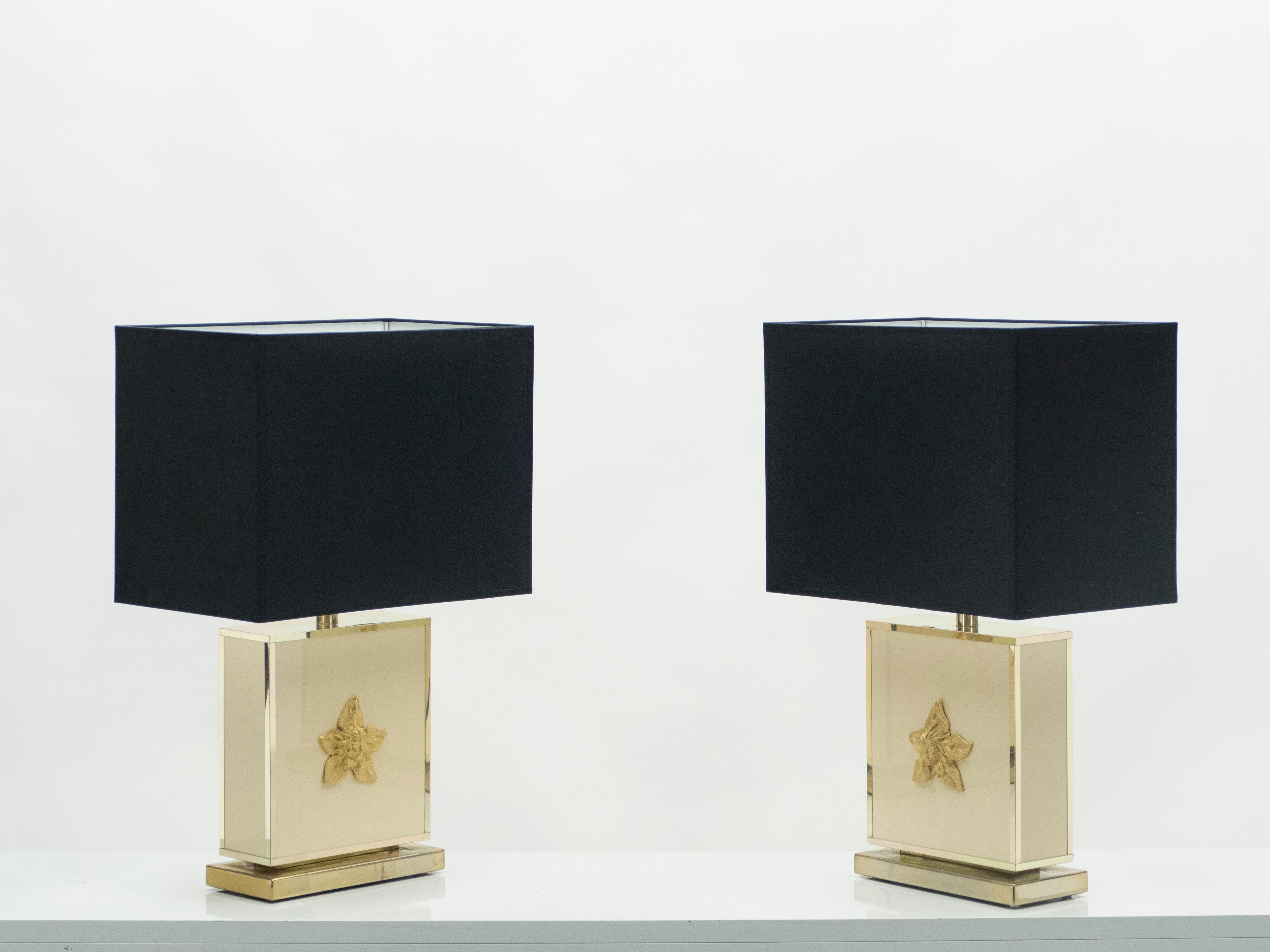 Mid-Century Modern Pair of Large Midcentury J.C. Mahey White Lacquer Brass Table Lamps, 1970s