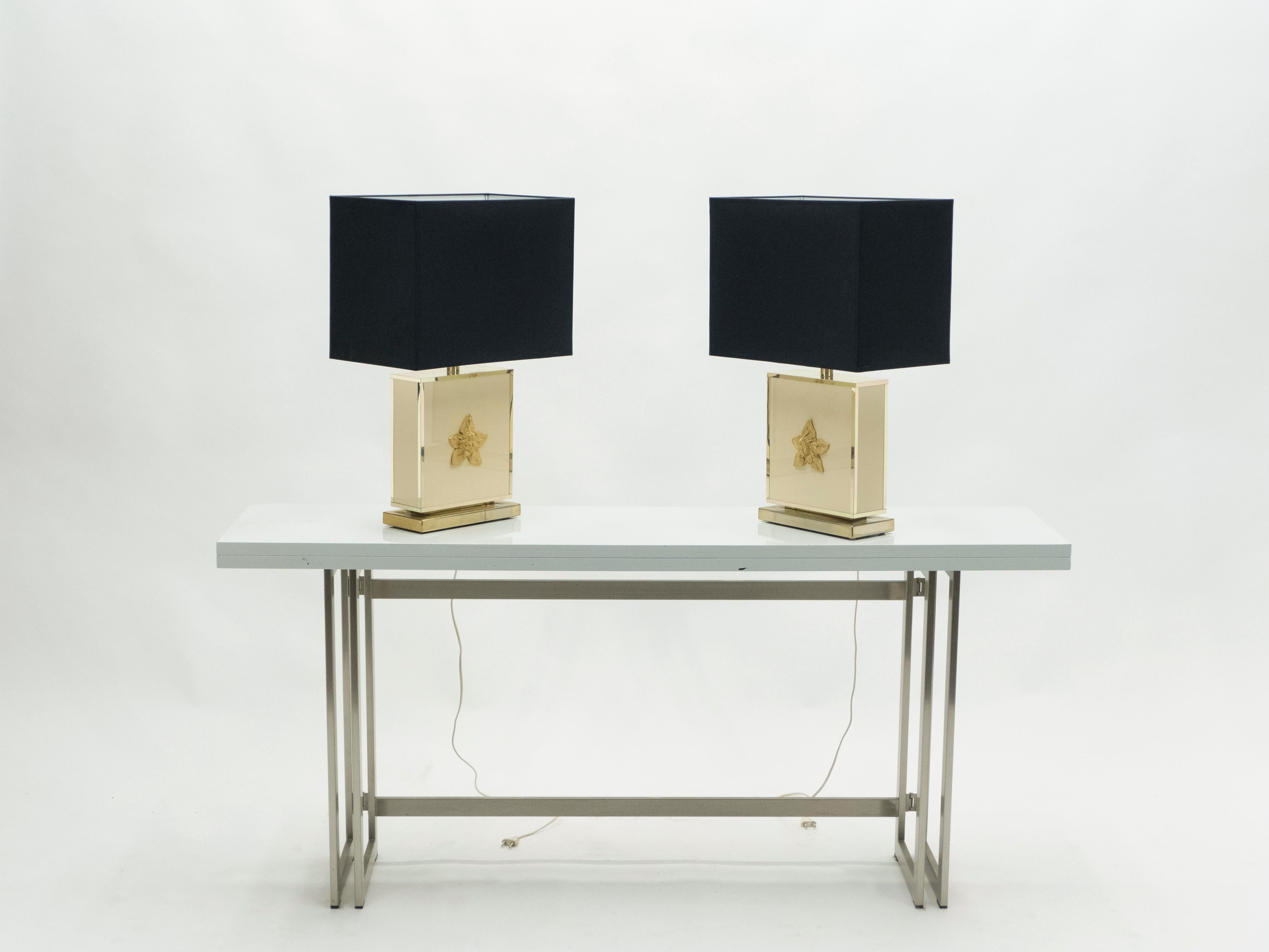 Pair of Large Midcentury J.C. Mahey White Lacquer Brass Table Lamps, 1970s In Good Condition In Paris, IDF