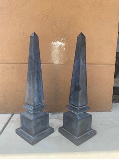Pair of Large Mid Century Metal Outdoor/Indoor Obelisks