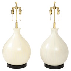Pair of Large Mid-Century Modern Balloon Shaped Ceramic Lamps