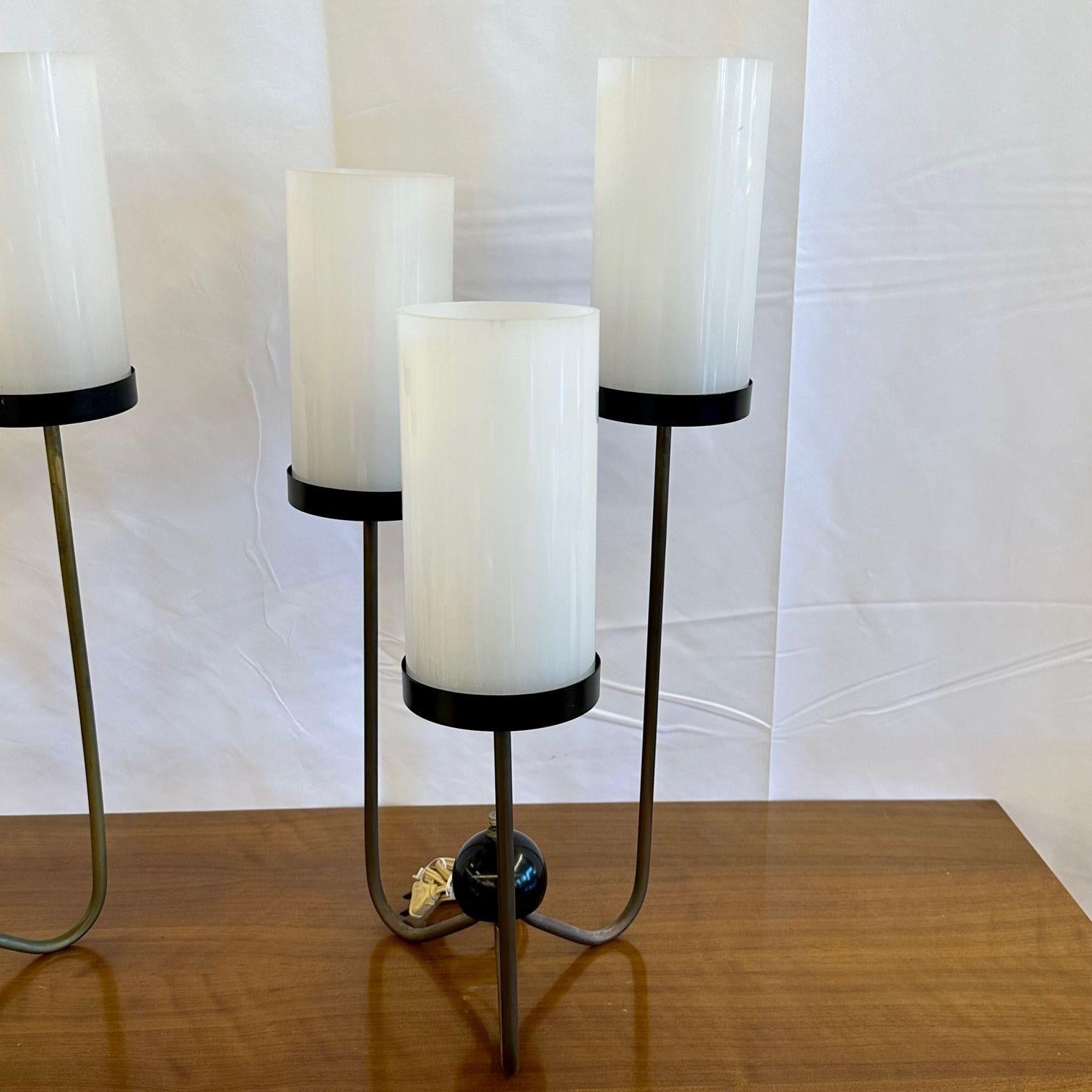 Kurt Versen, Mid-Century Modern, Three Arm Table Lamps, Steel, Brass, USA, 1960s For Sale 6