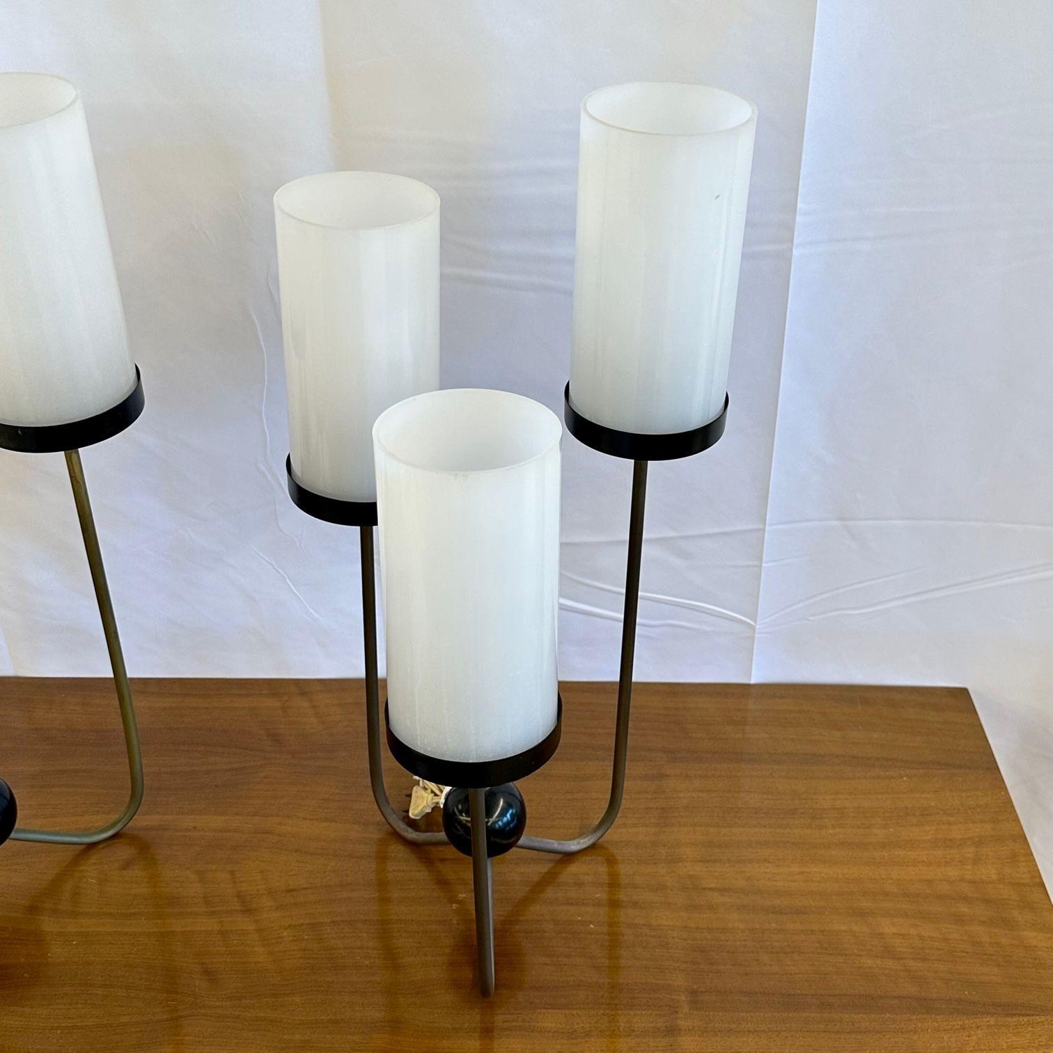 Kurt Versen, Mid-Century Modern, Three Arm Table Lamps, Steel, Brass, USA, 1960s For Sale 5