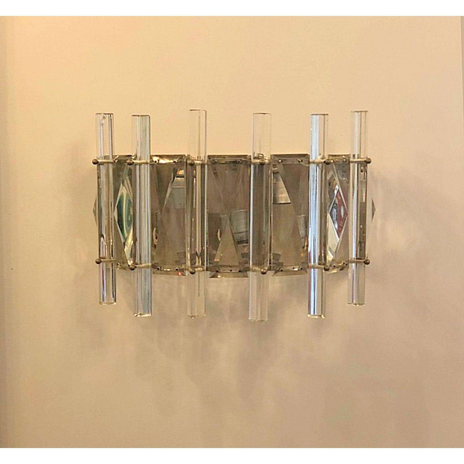 Mid-Century Modern Mid-Century Crystal Sconces - a pair For Sale