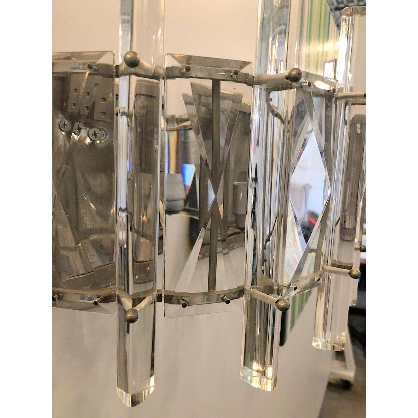 Late 20th Century Mid-Century Crystal Sconces - a pair For Sale