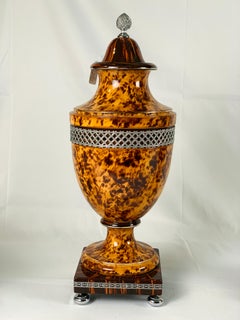 Pair of Large Mid-Century Modern Faux Tortoiseshell Vases, Made in France