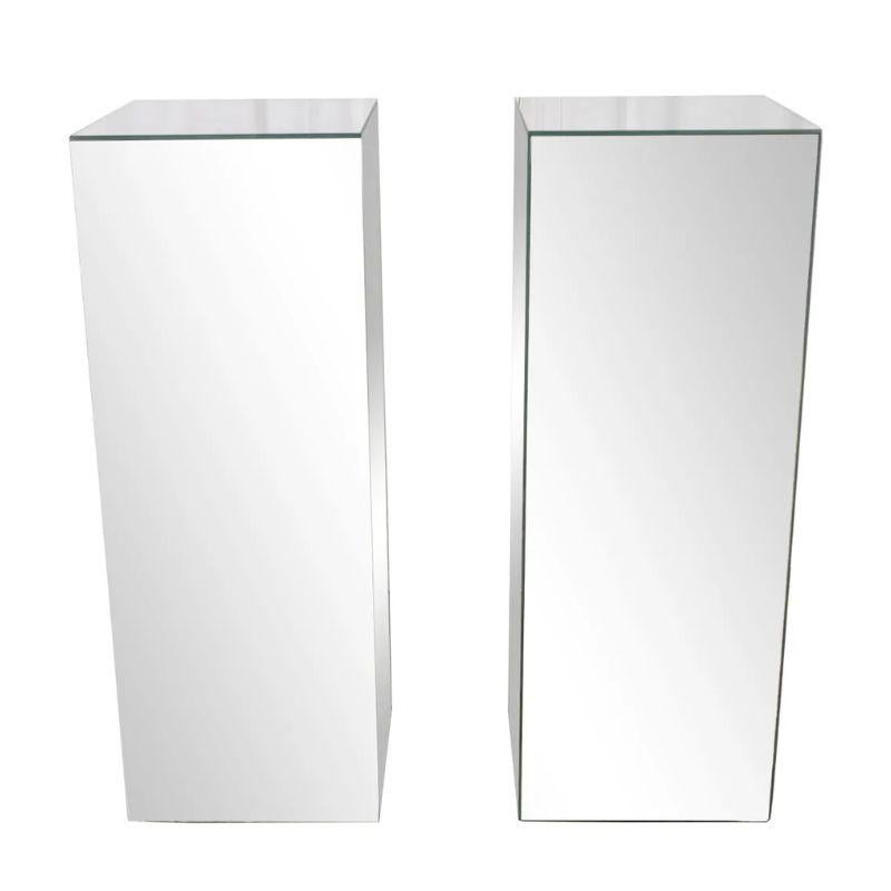 20th Century Pair of Large Mid Century Modern Mirrored Pedestals For Sale