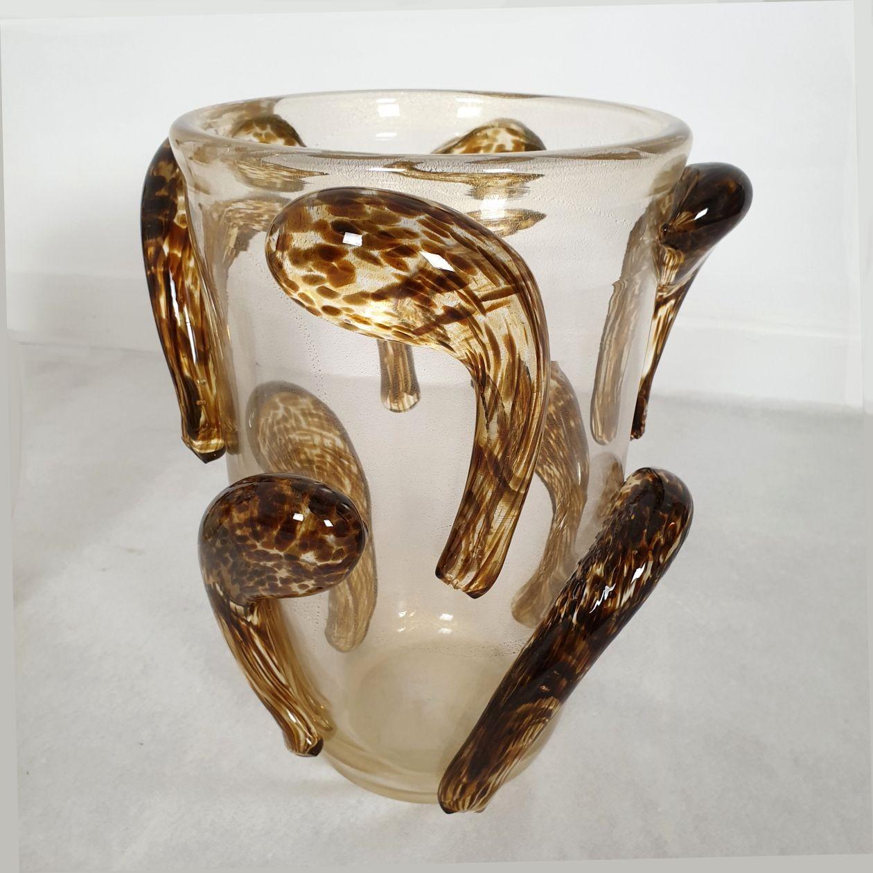 Italian Pair of Murano Glass Vases Italy For Sale