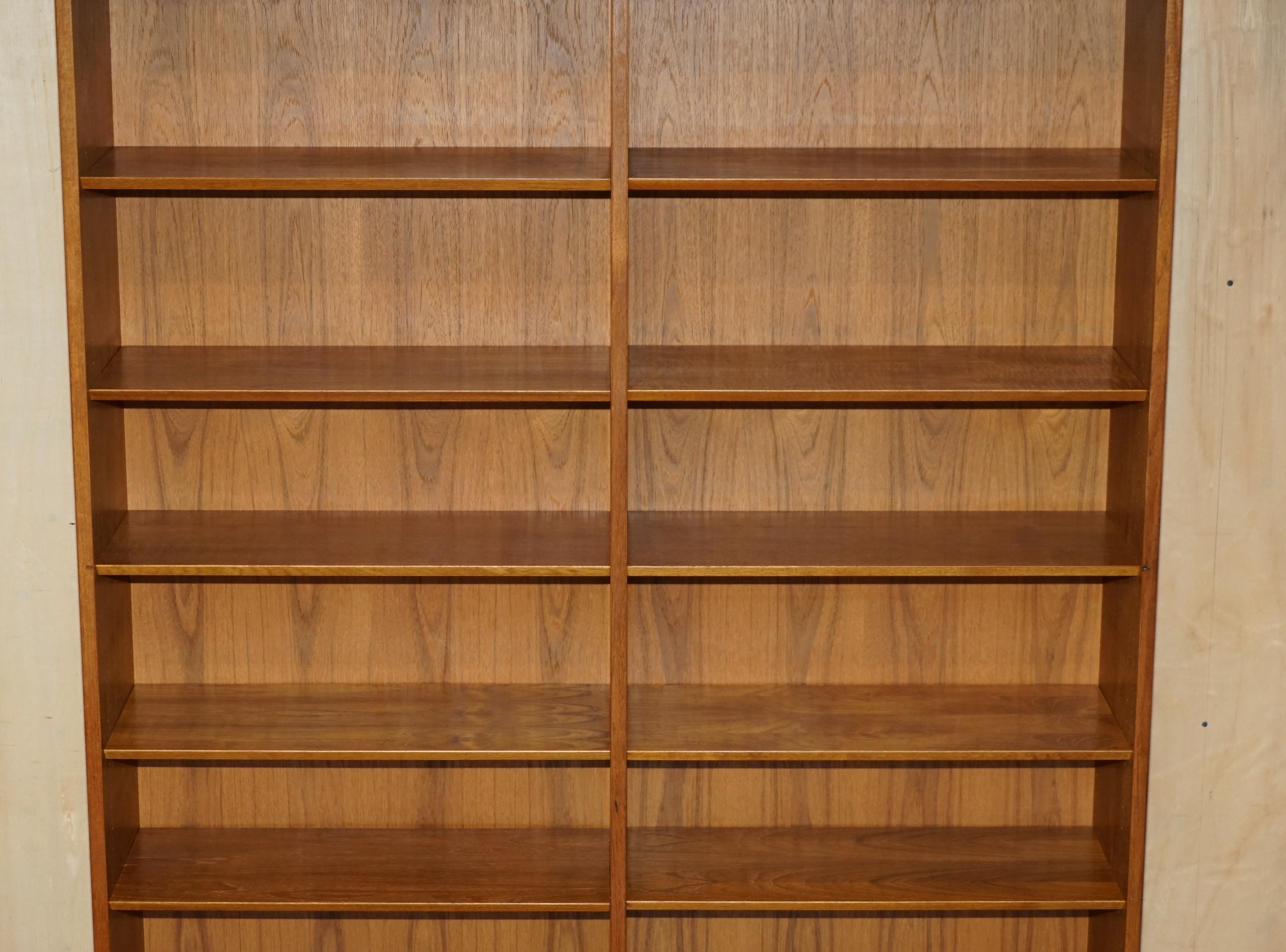 Hand-Crafted PAIR OF LARGE MID CENTURY MODERN POUL HUNDEVAD 1960's DANISH TEAK OPEN BOOKCASES For Sale