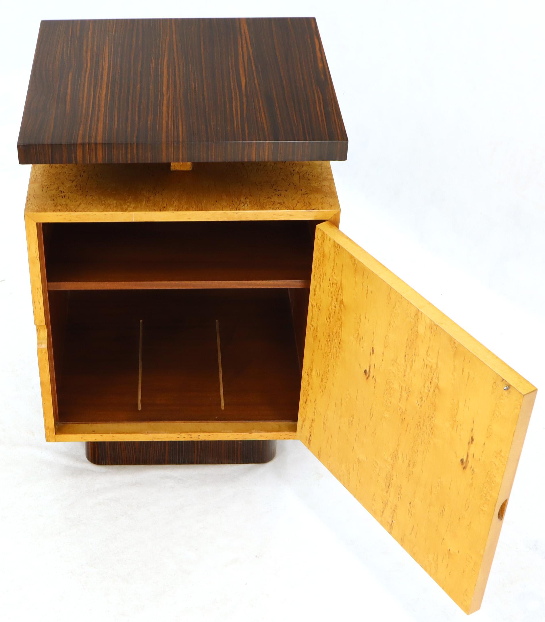 Pair of Large Mid-Century Modern Rosewood and Birdseye Maple Cabinets End Tables For Sale 2