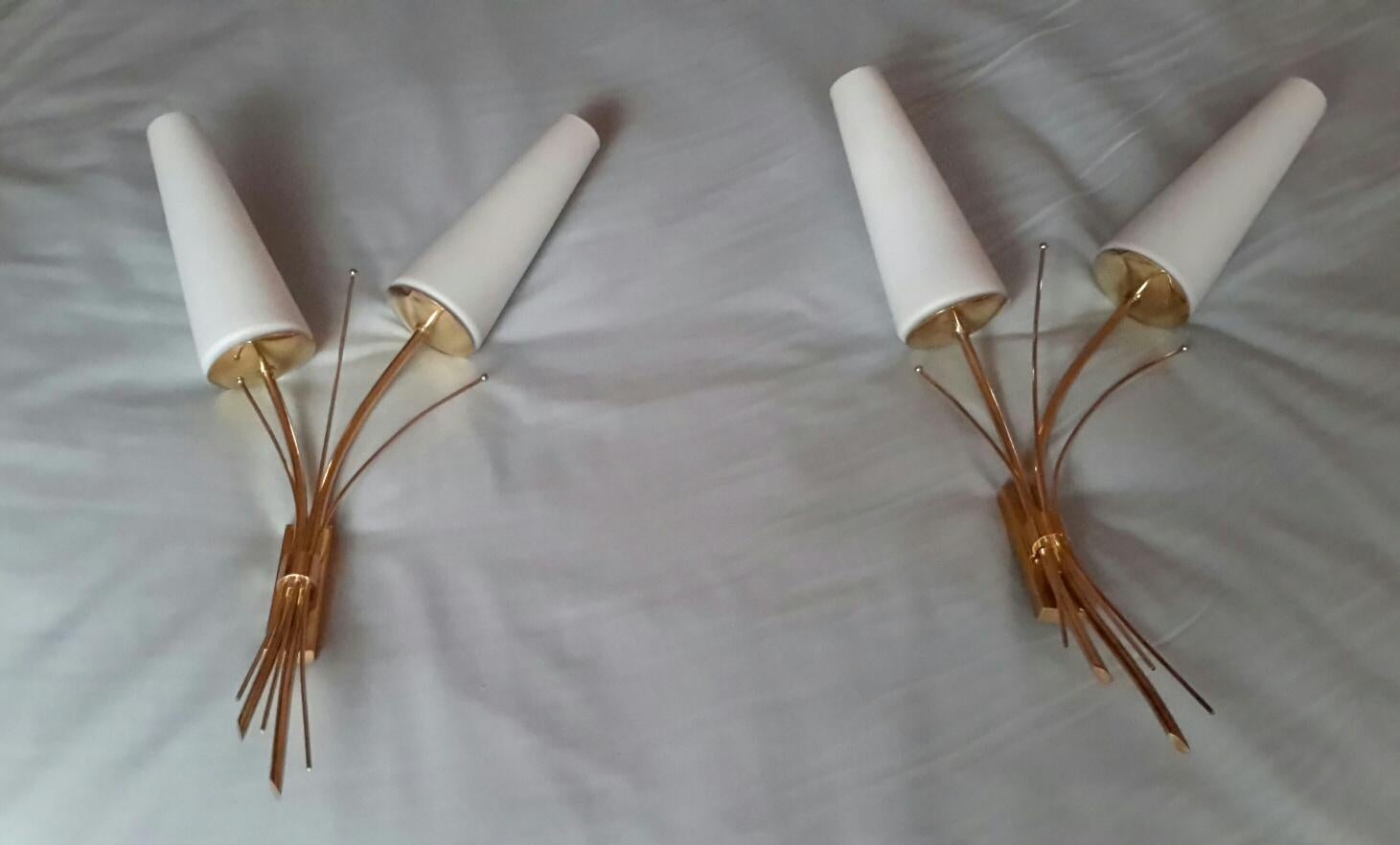 Pair of Large Mid-Century Modern Sconces by Maison Lunel, France, 1950 For Sale 1