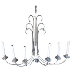 Pair of Large Mid Century Modern Seven Light Scrolled Chrome Wall Sconces