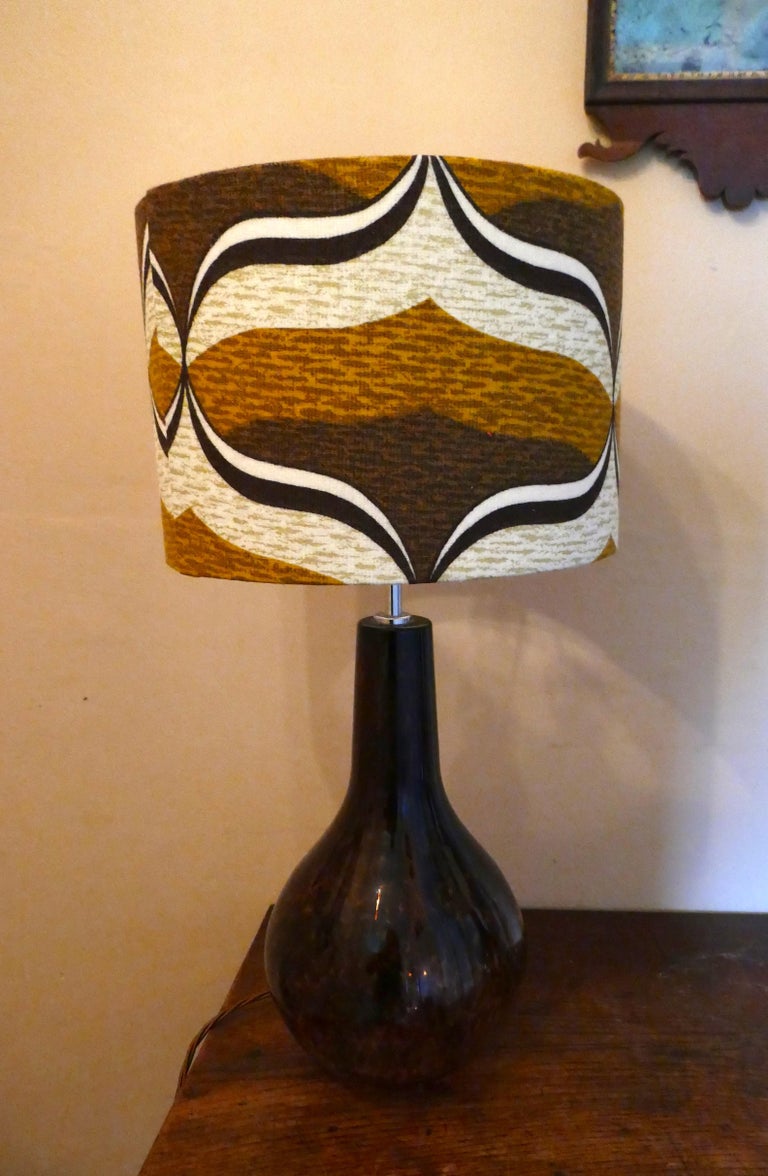 Pair of Large Mid-Century Modern Splatter Glass Lamps with Retro Lamp ...