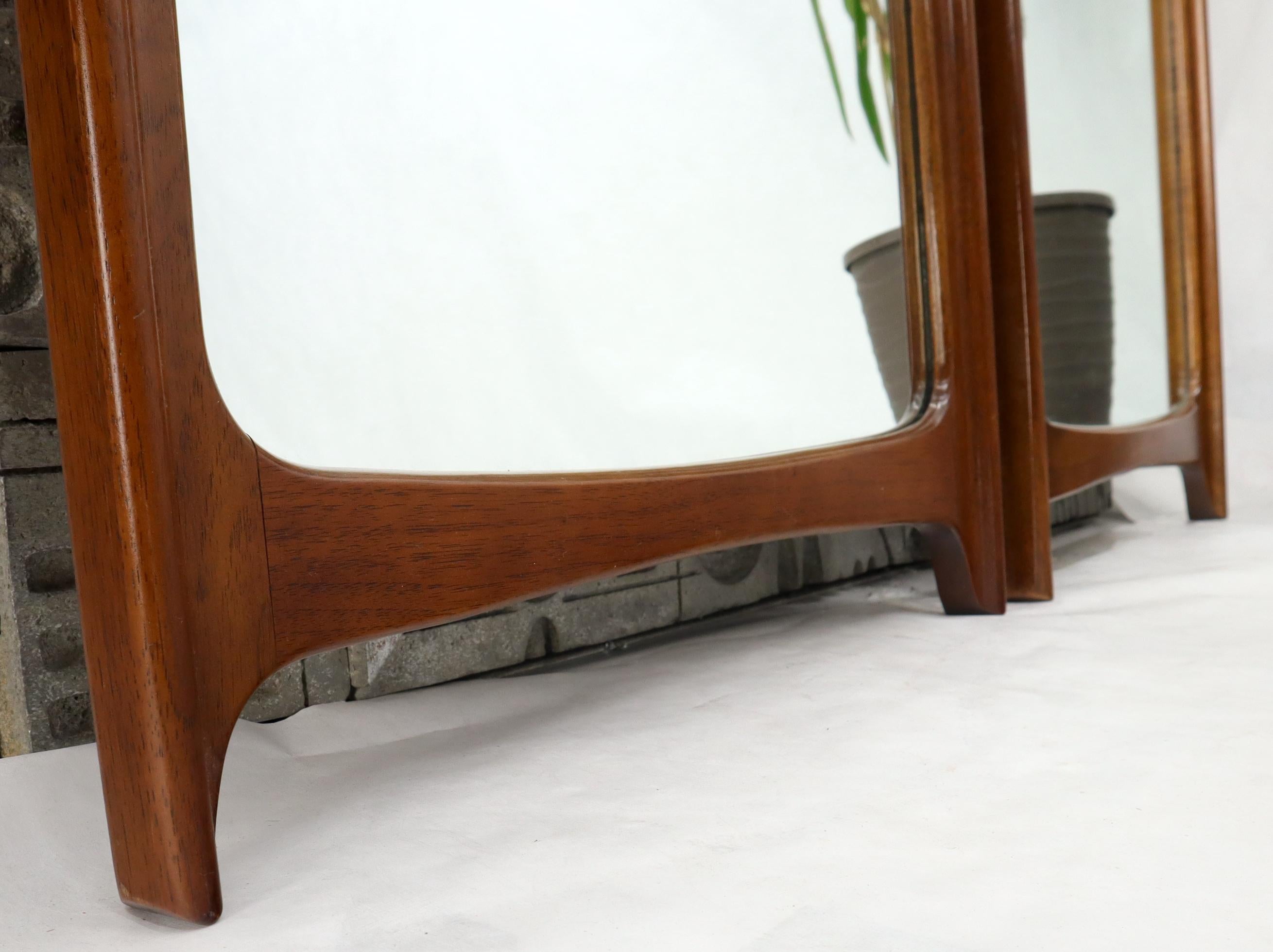 Lacquered Pair of Large Mid-Century Modern Walnut Mirrors For Sale