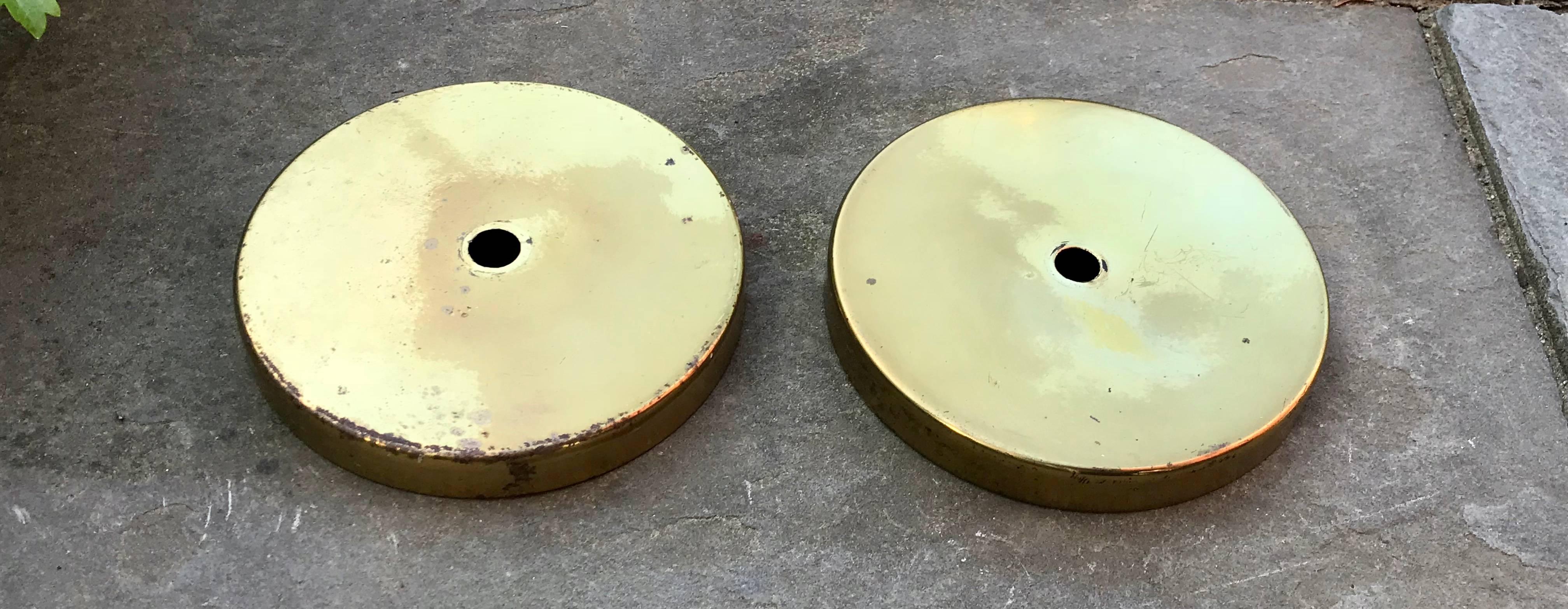 Pair of Large Mid Century Pendant Lights, Lacquered Brass on Aluminun 3