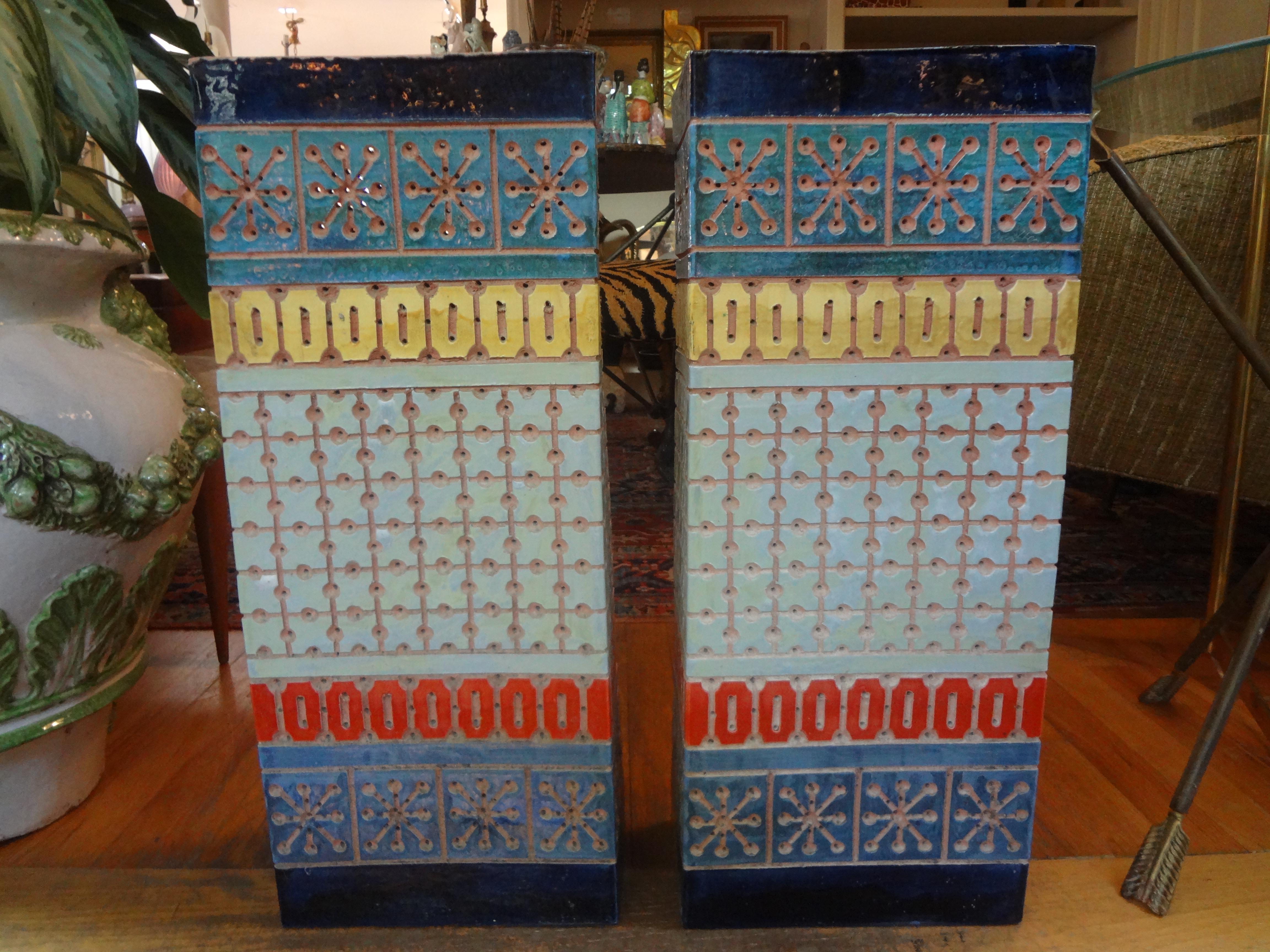 Pair of Large Midcentury Perforated Glazed Terracotta Sconces 4