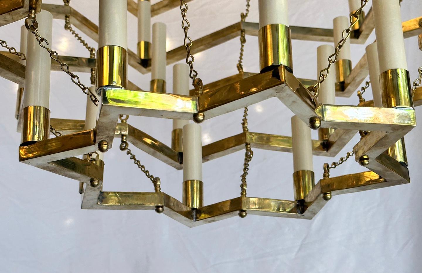Pair of Large Mid Century Star Chandeliers, Sold Individually In Good Condition For Sale In New York, NY