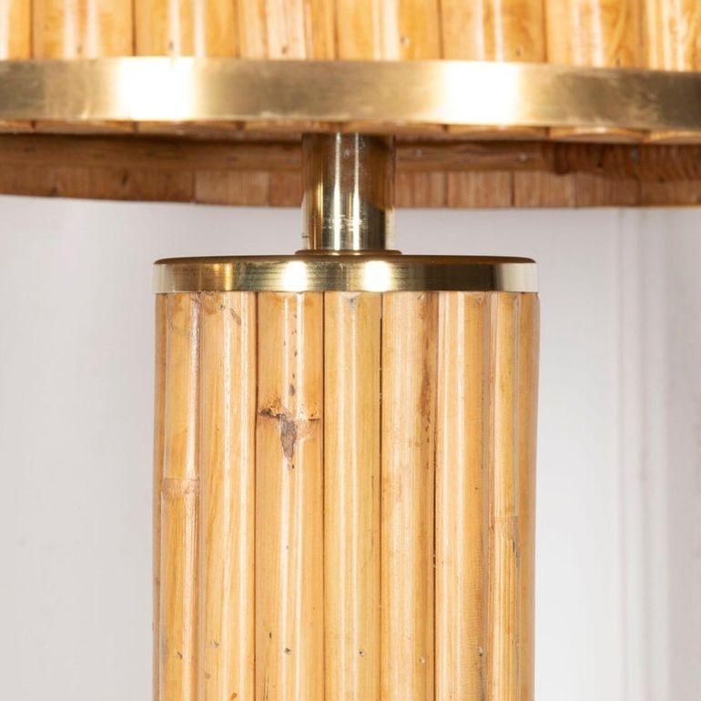 Contemporary Pair of Large Mid-Century Style Italian Bamboo Table Lamps For Sale