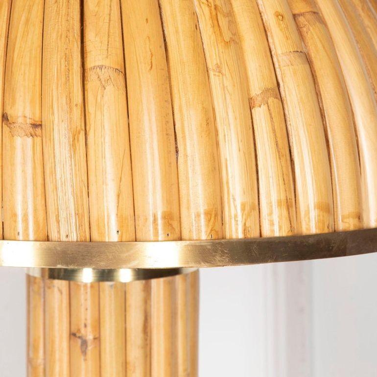 Brass Pair of Large Mid-Century Style Italian Bamboo Table Lamps For Sale
