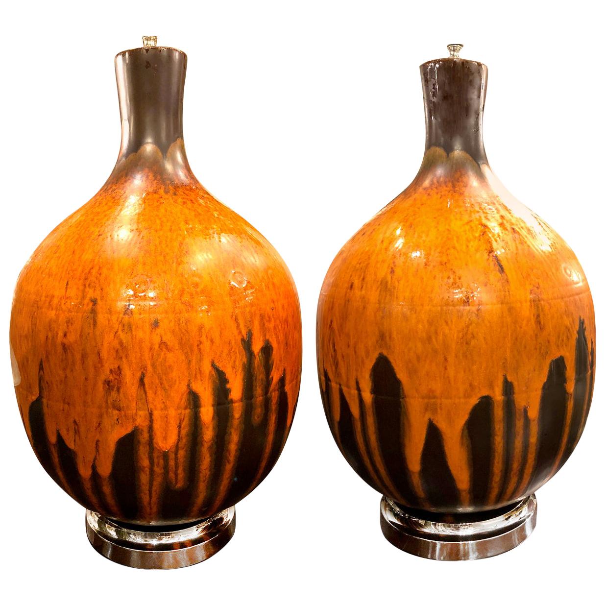 Pair of Large Midcentury Table Lamps For Sale