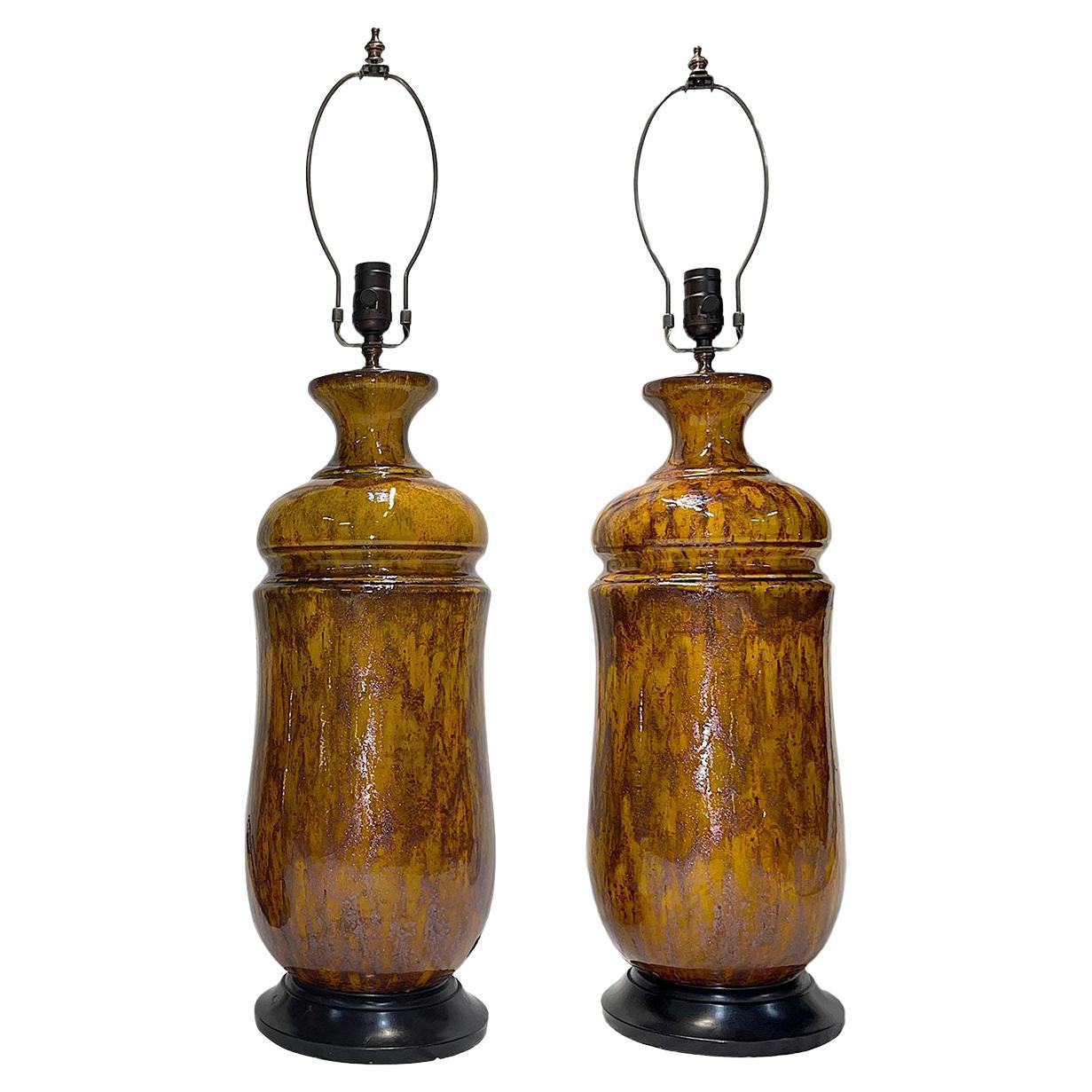 Pair of Large Mid Century Table Lamps For Sale
